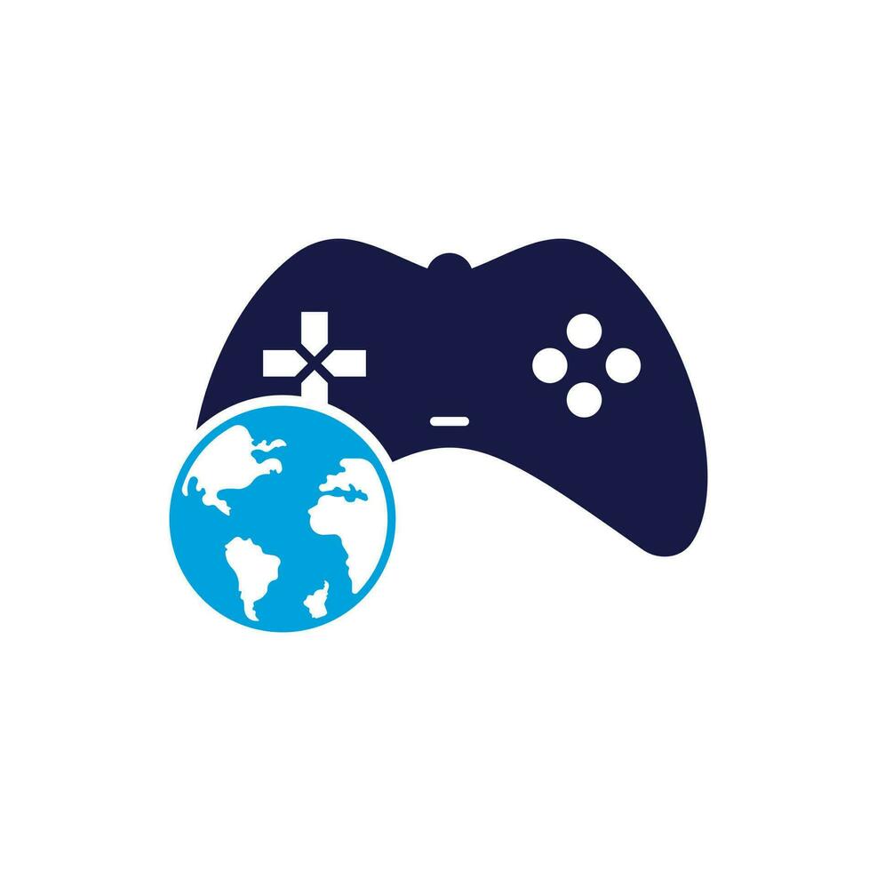 Spiel-Globus-Logo-Icon-Design. Online-Gamer-World-Logo. Globus und Gamestick-Symbol vektor