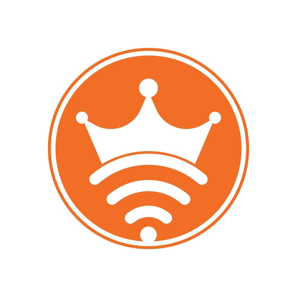 könig wifi logo vorlage vektor. Krone und WLAN-Vektor-Logo-Vorlage. vektor