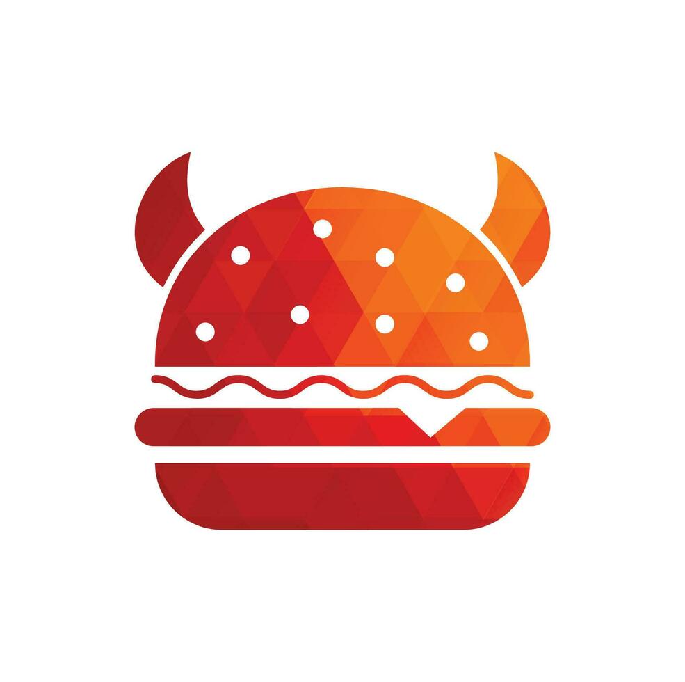 Monster-Burger-Logo-Design. burger teufel maskottchen illustrationsvektor vektor