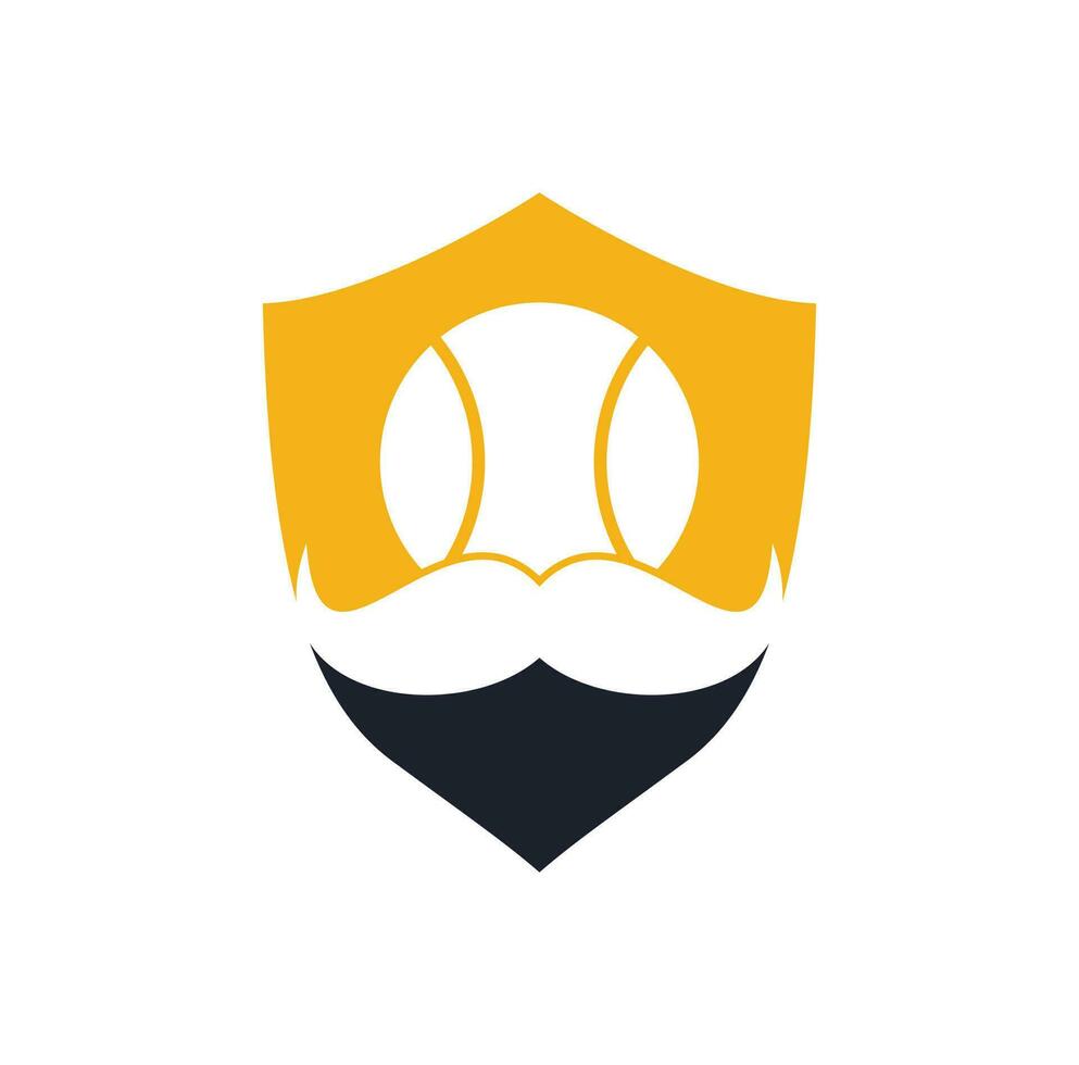 starkes Tennis-Vektor-Logo-Design. Schnurrbart und Tennisball-Vektor-Icon-Design. vektor