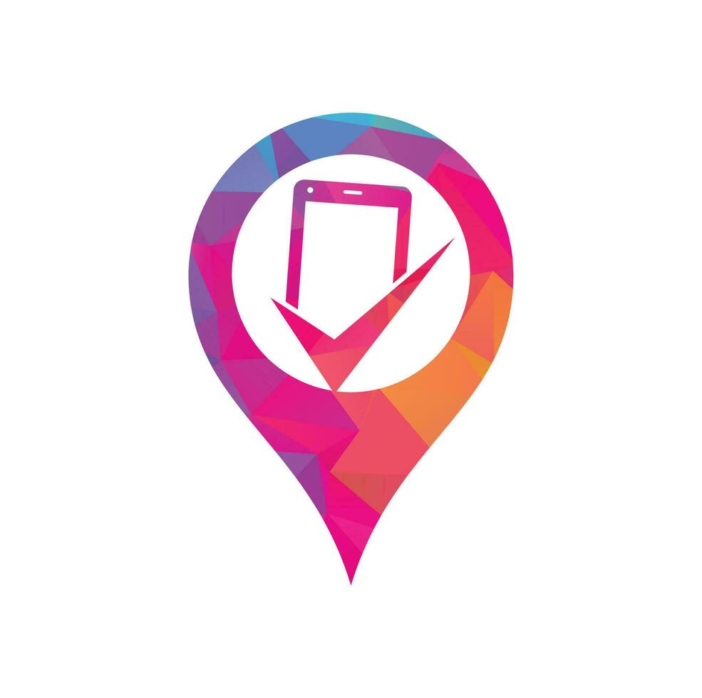 überprüfen sie den vektor der vorlage für das mobile gps-formkonzept des logo-designs. Handy-Reparatur-Logo-Symbol. Logo der mobilen App