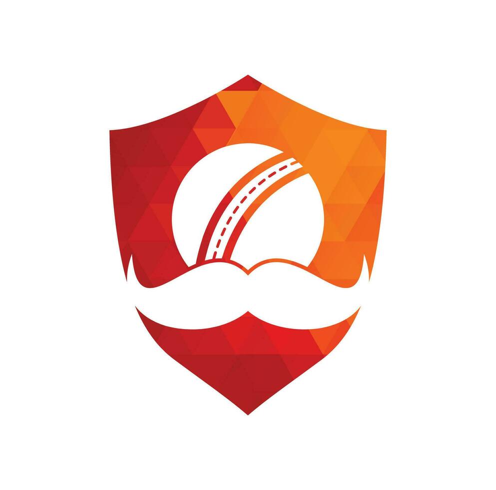 starkes Cricket-Vektor-Logo-Design. Schnurrbart und Cricket-Ball-Vektor-Icon-Design. vektor