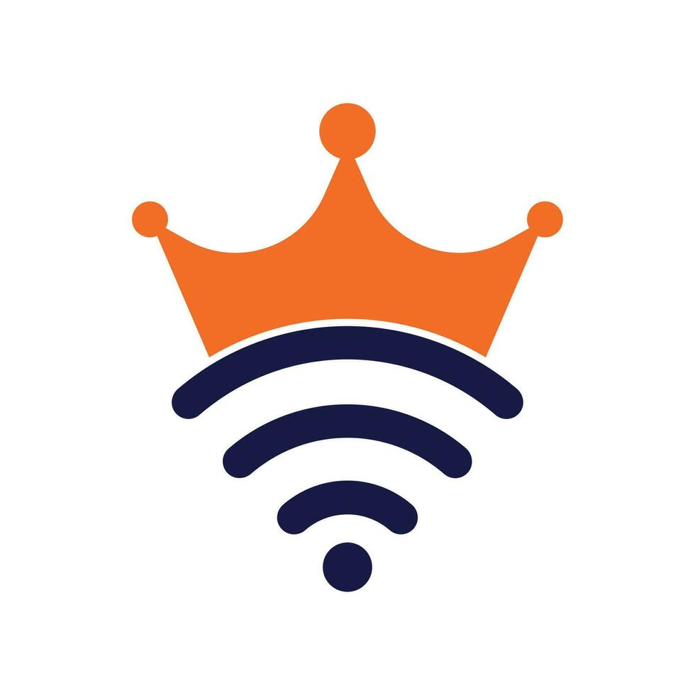 kung wiFi logotyp mall vektor. krona och wiFi vektor logotyp mall.