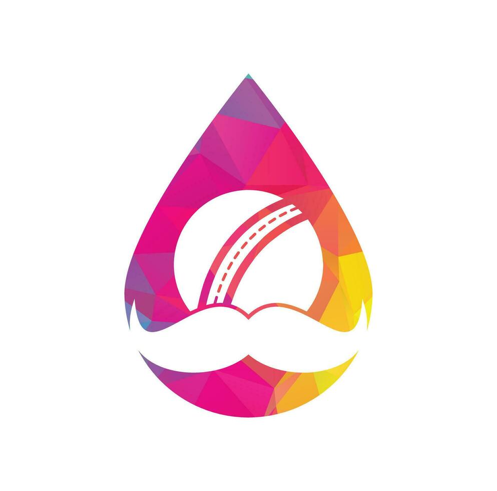 Schnurrbart Cricket Tropfenform Konzept Vektor Icon Design. starkes Cricket-Vektor-Logo-Design.