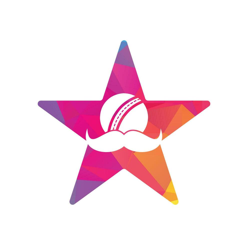 mustasch cricket stjärna form begrepp vektor ikon design. stark cricket vektor logotyp design.