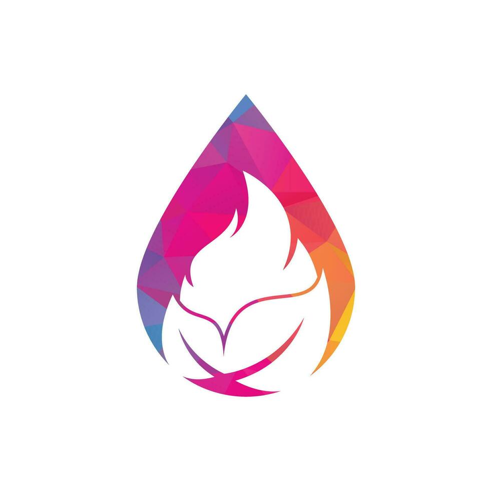 Blatt Feuer Tropfen Form Konzept Vektor-Logo-Design-Vorlage. Öko-grüne Logo-Design-Vektorvorlage für alternative Energien. vektor