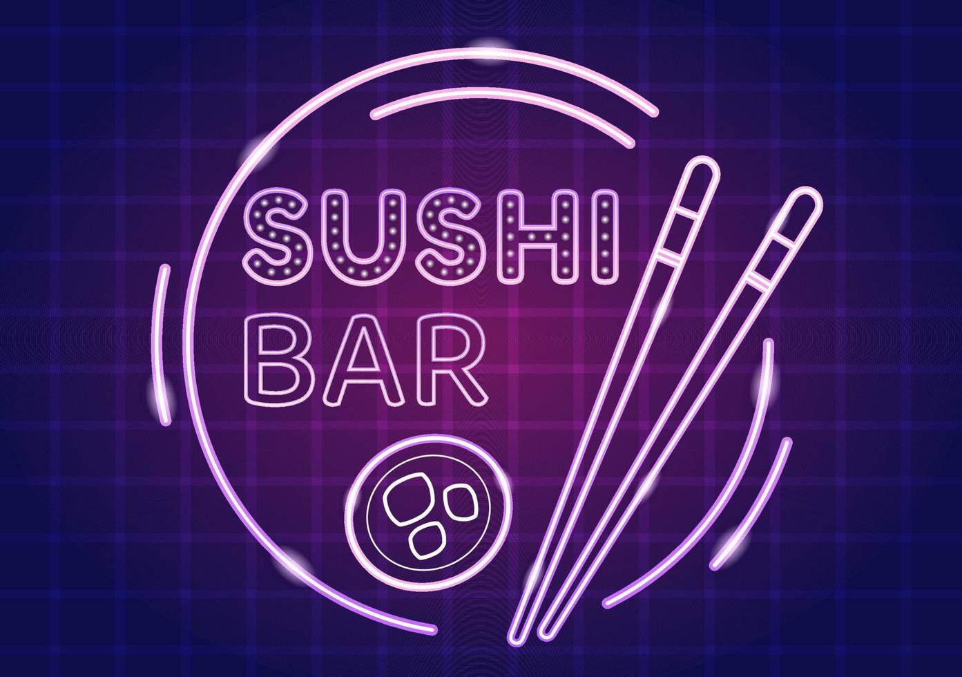 sushi bar japan asiatisches essen oder restaurant mit sashimi und brötchen zum essen mit sojasoße und wasabi in der hand gezeichneten flachen illustration der karikatur vektor