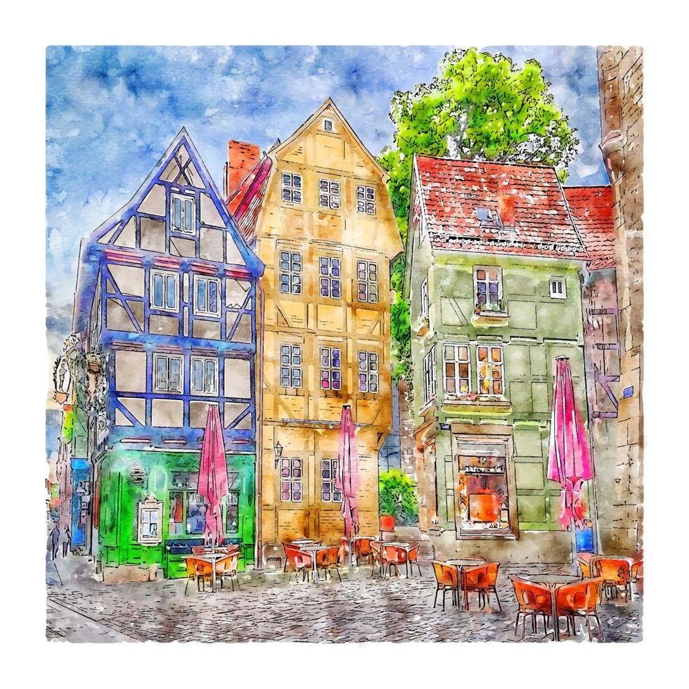 architektur deutschland aquarell skizze handgezeichnete illustration vektor