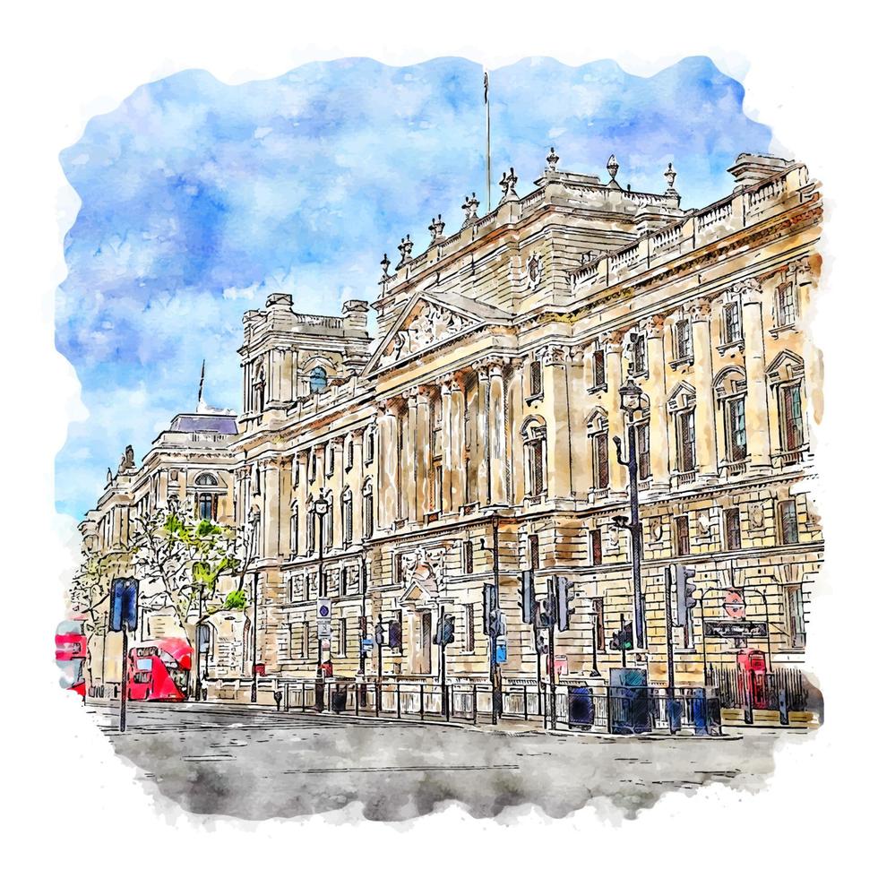 london großbritannien aquarell skizze handgezeichnete illustration vektor