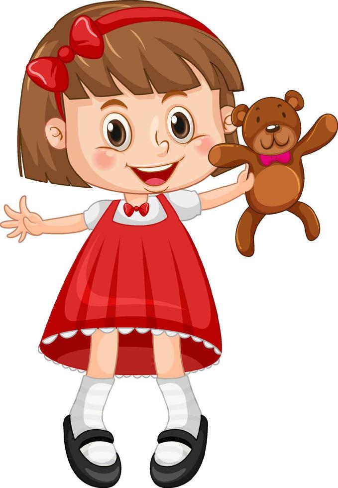 kleines süßes Mädchen im roten Kleid vektor