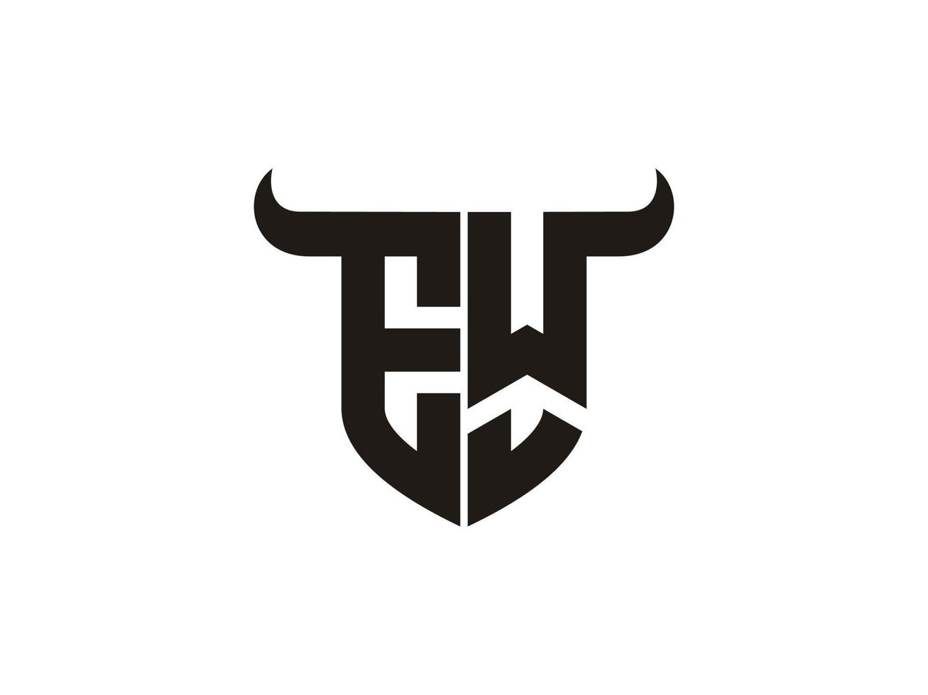 anfängliches ew-Stier-Logo-Design. vektor