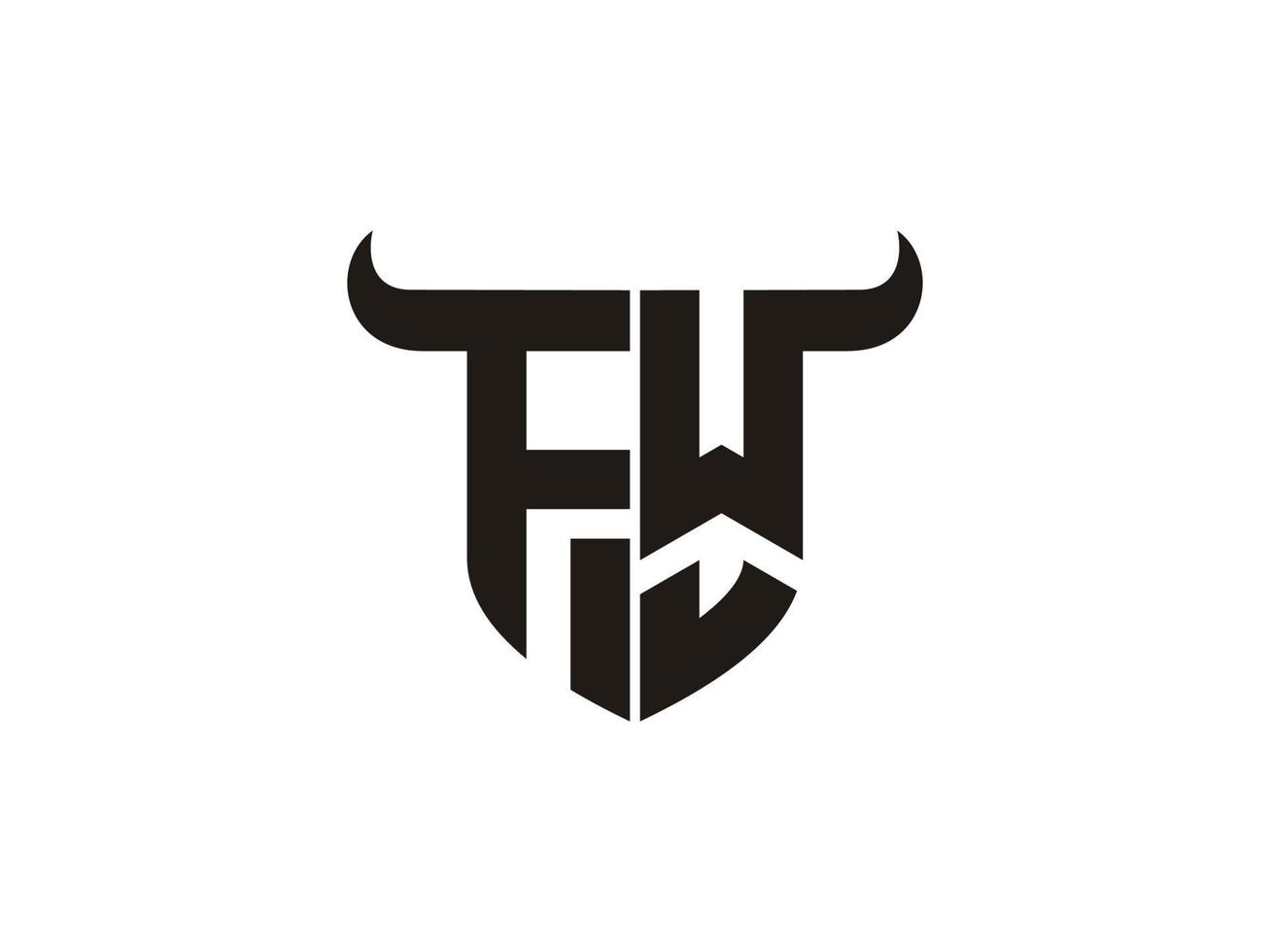 anfängliches fw-bull-logo-design. vektor