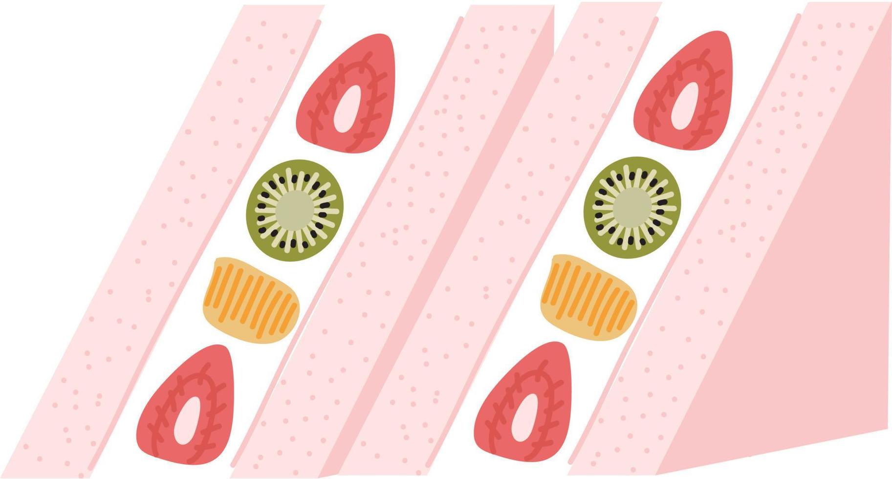 Erdbeer-Frucht-Sandwiches, Illustration im Cartoon-Stil. Logo für Cafés, Restaurants, Cafés, Catering. vektor