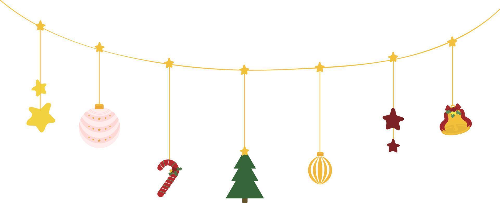 uppsättning av jul dekoration element. girlander, flaggor, etiketter, bubblor, band och klistermärken. samling av glad jul dekorativ ikoner. vektor illustration.