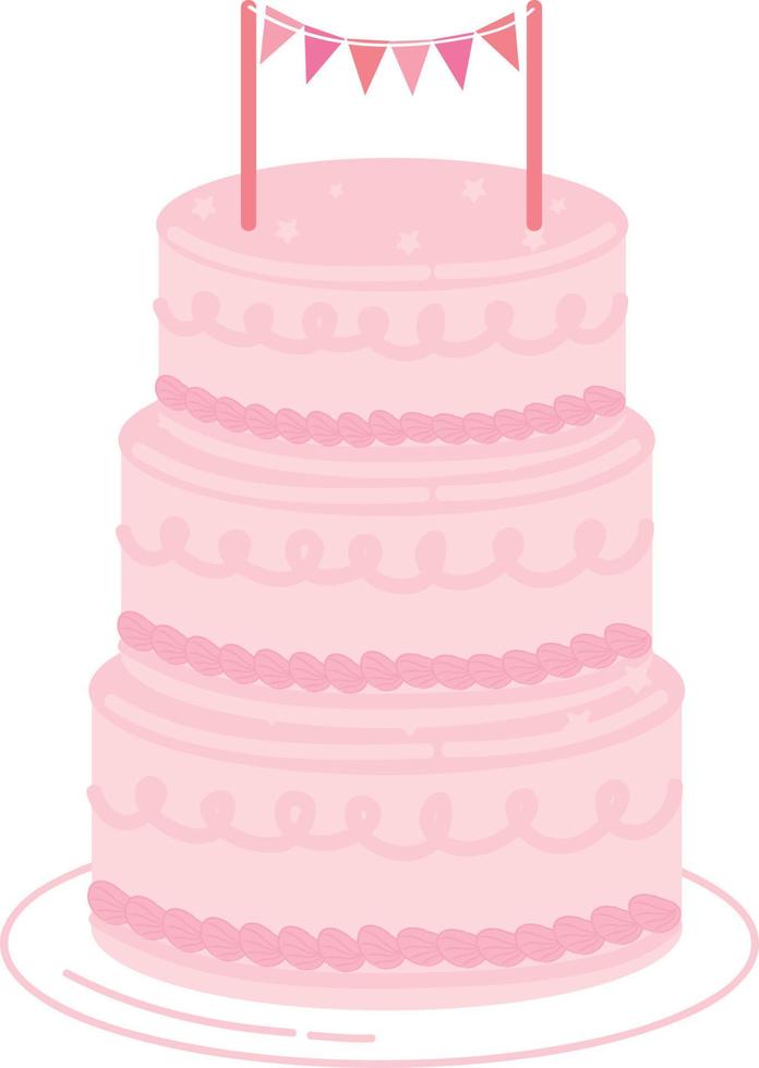 Lycklig födelsedag kaka. bröllop kaka. rosa kaka vektor