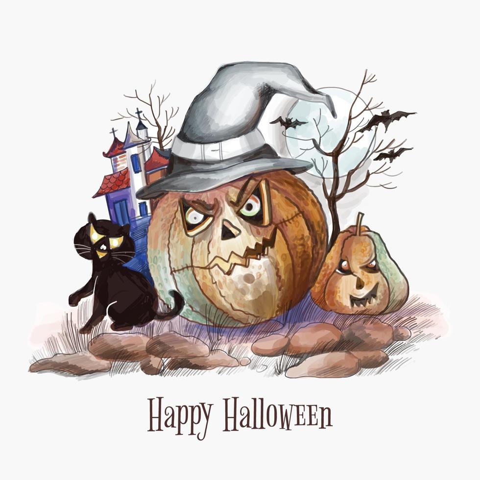 Halloween-Party-Hintergrund Kürbisse auf weißem Hintergrund vektor