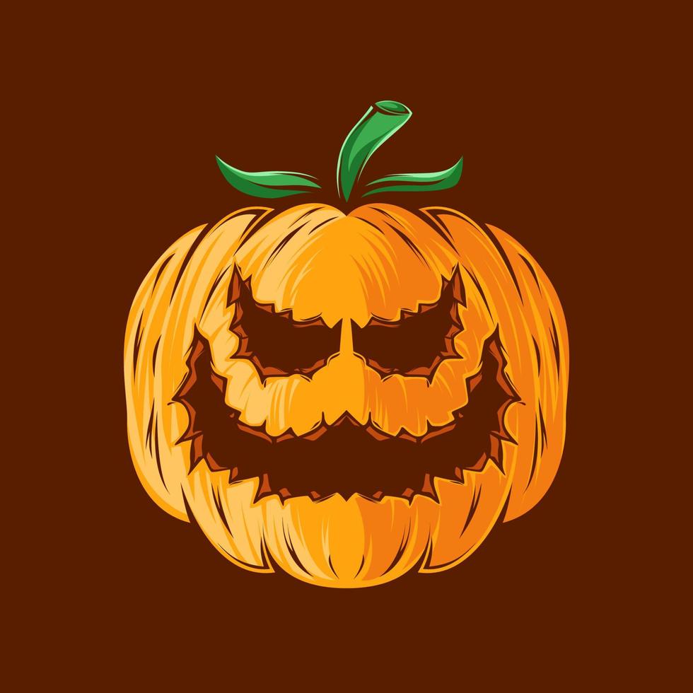 beängstigende Kürbiskopf-Halloween-Designvektorillustration ist fantastisch vektor