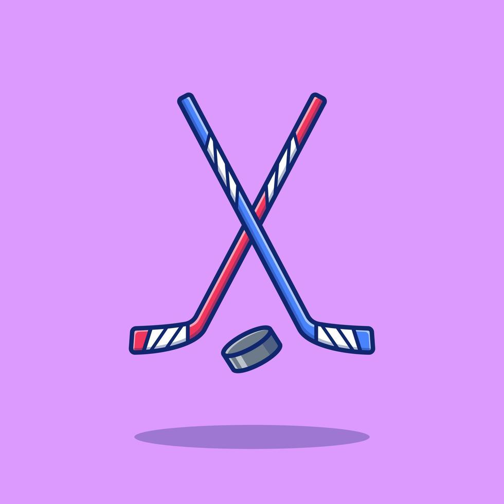 hockey sport tecknad serie vektor ikon illustration. sport hockey ikon begrepp isolerat premie vektor. platt tecknad serie stil