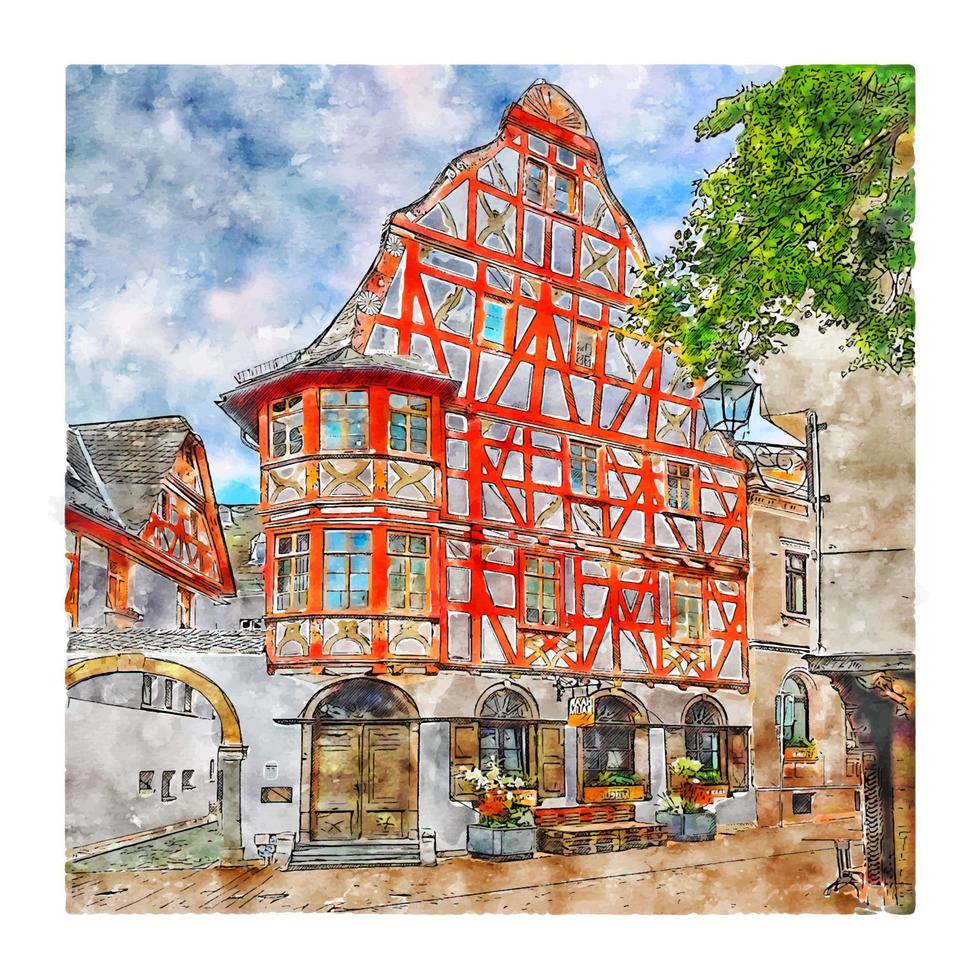 limburg deutschland aquarell skizze handgezeichnete illustration vektor