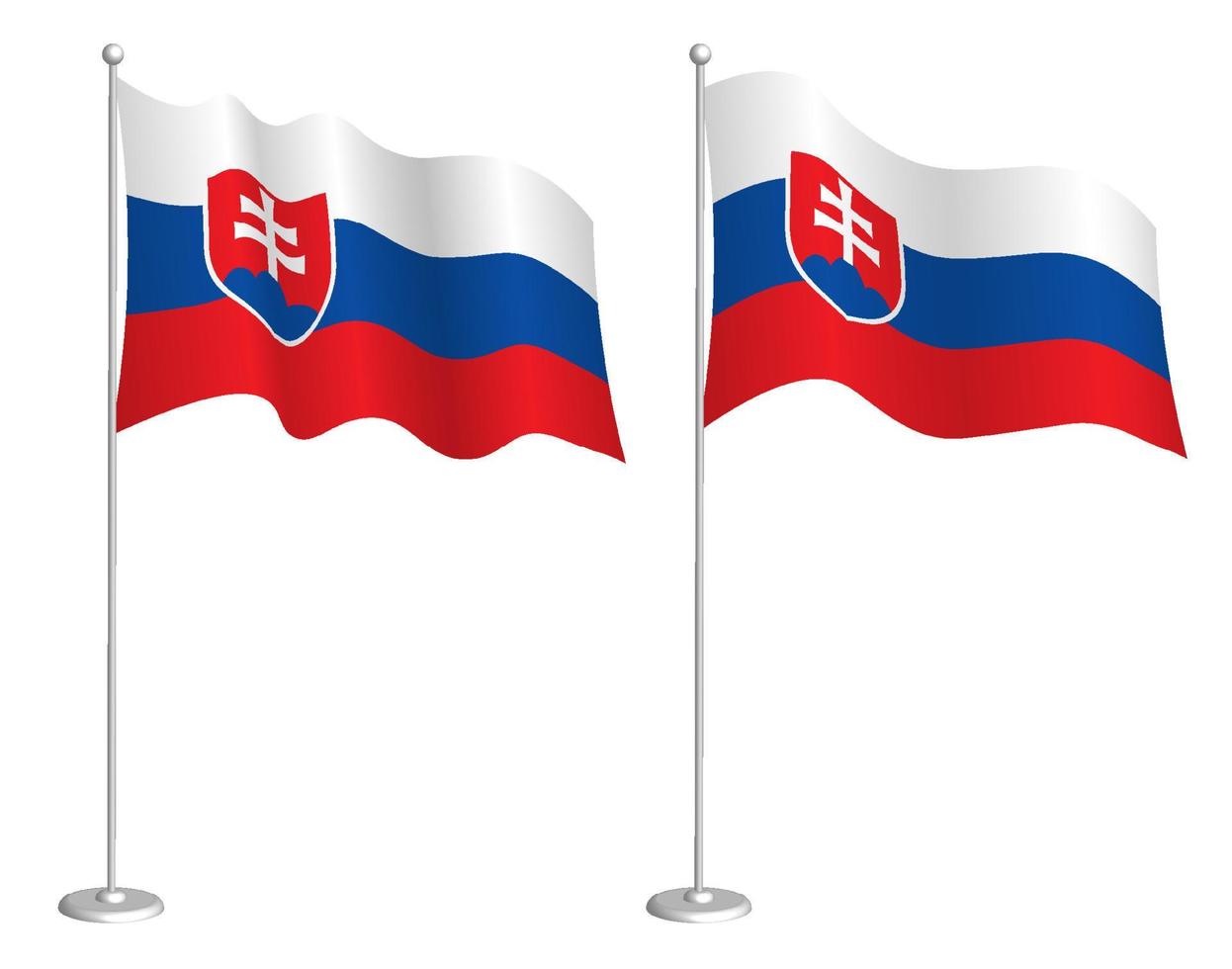 flagga av slovakia på flaggstång vinka i de vind. Semester design element. kontrollstation för Karta symboler. isolerat vektor på vit bakgrund