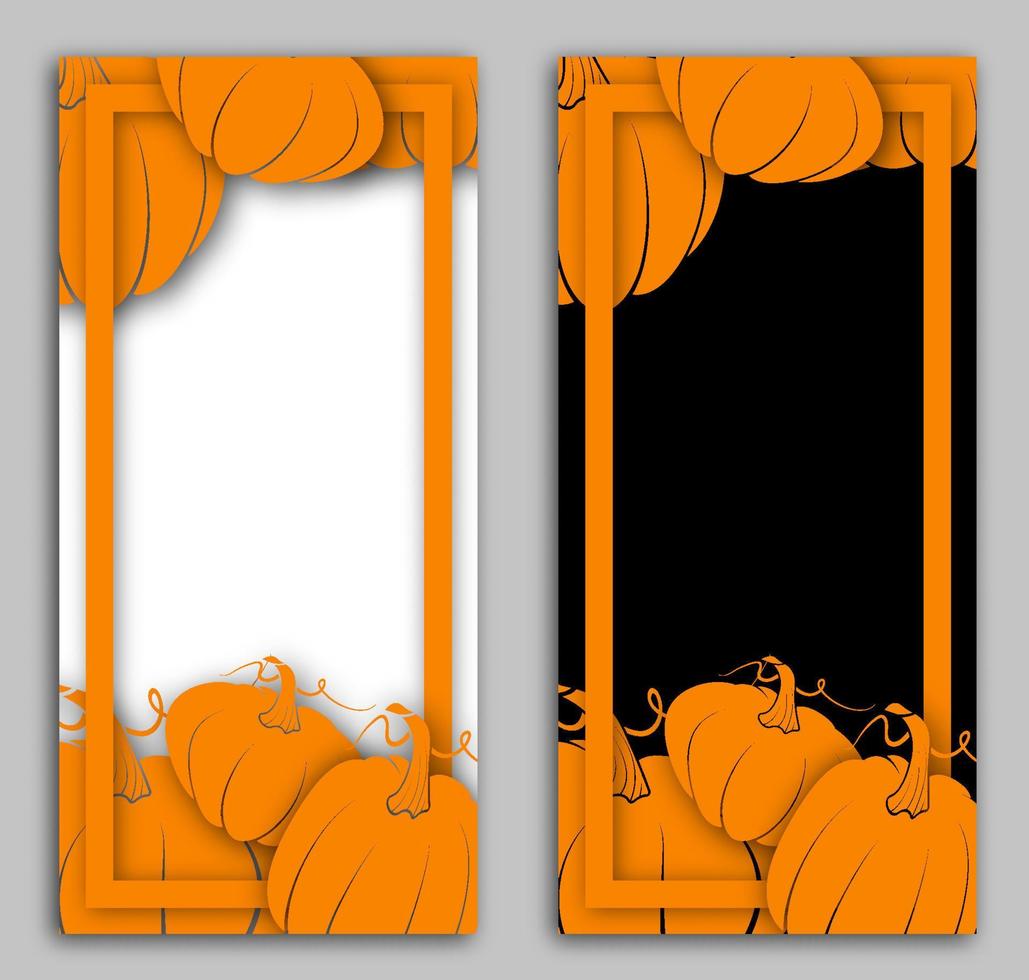 ram av pumpor för halloween och tacksägelse. vykort, mall, layout för festlig design. halloween pumpor. lätt redigerbar Färg. vektor