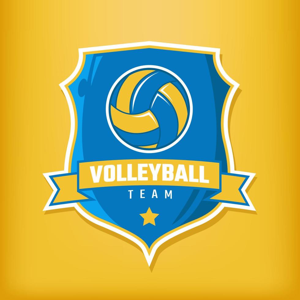 bricka logotyp design med volleyboll vektor