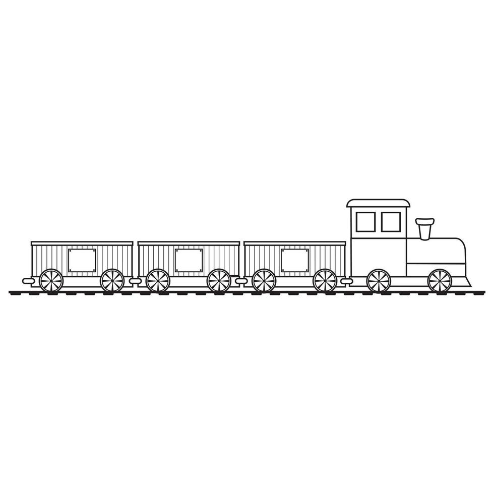 färg bok för barn tåg, svart kontur linje, vektor isolerat klotter illustration