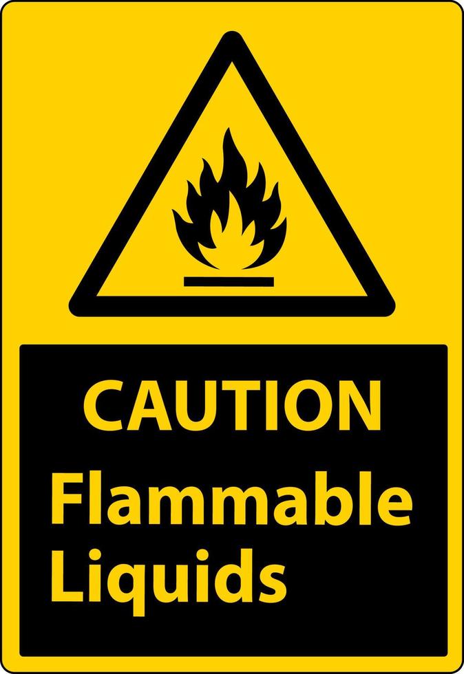 Vorsicht Zeichen für brennbare Flüssigkeiten auf weißem Hintergrund vektor