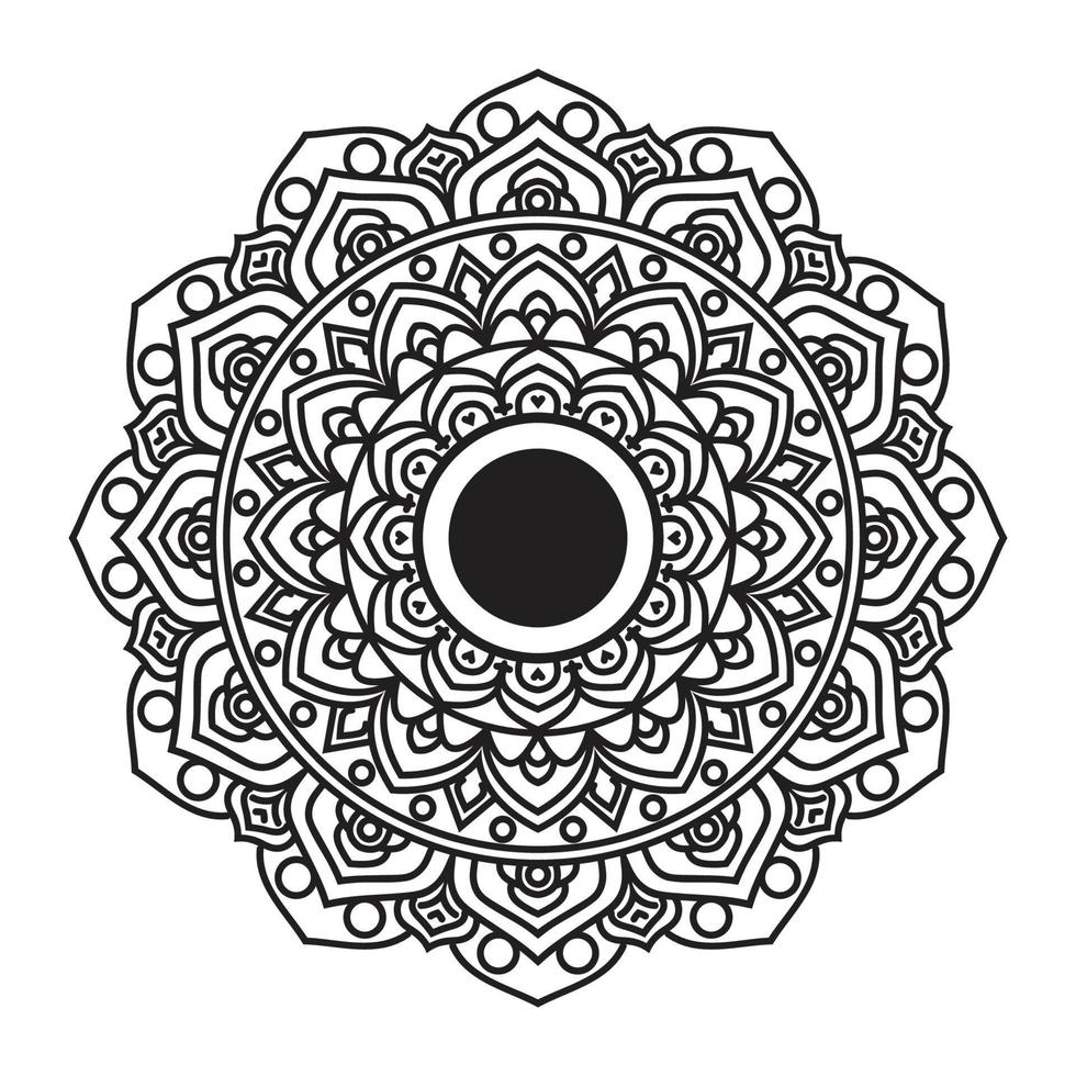 Schwarz-Weiß-Rundvektor-abstraktes Mandala-Malbuch für Erwachsene, Spitzenmuster-Farbhemd und Fliesenaufkleber-Design vektor