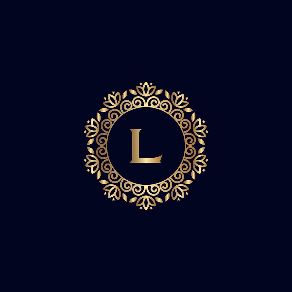 guld kunglig logotyp skönhet lyx brev l vektor