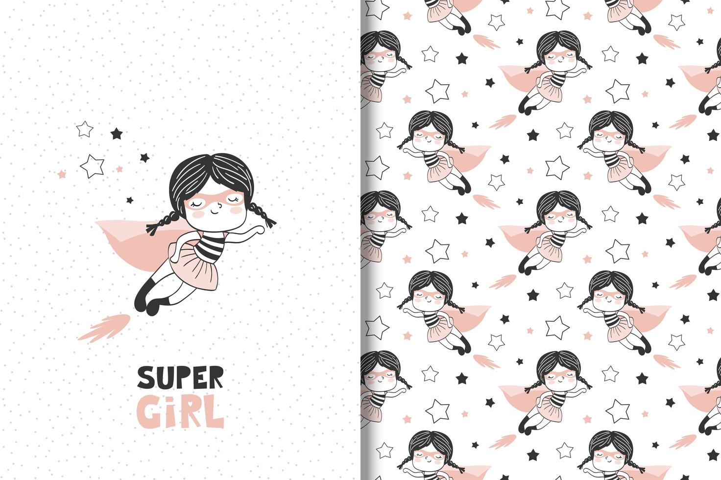 Mädchen als Superheldenfigur. vektor