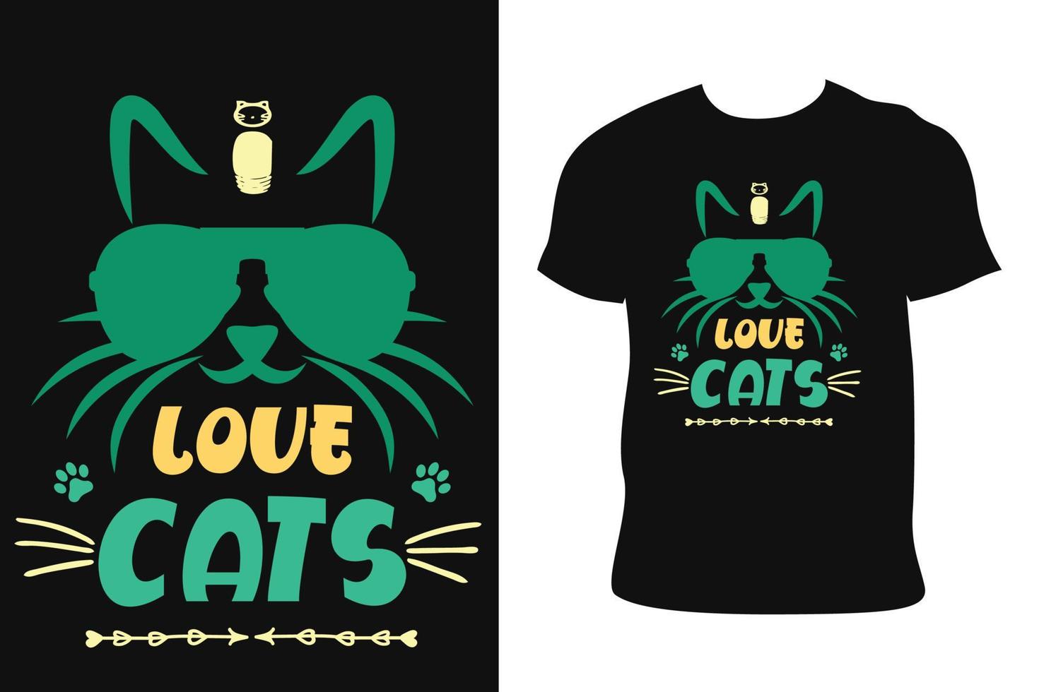 Katzen-T-Shirt-Design. Katzen-T-Shirt. Katzen-T-Shirt kostenloser Vektor. vektor