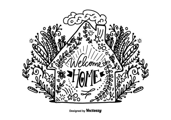 Hand gezeichnet Willkommen Home Lettering Vector