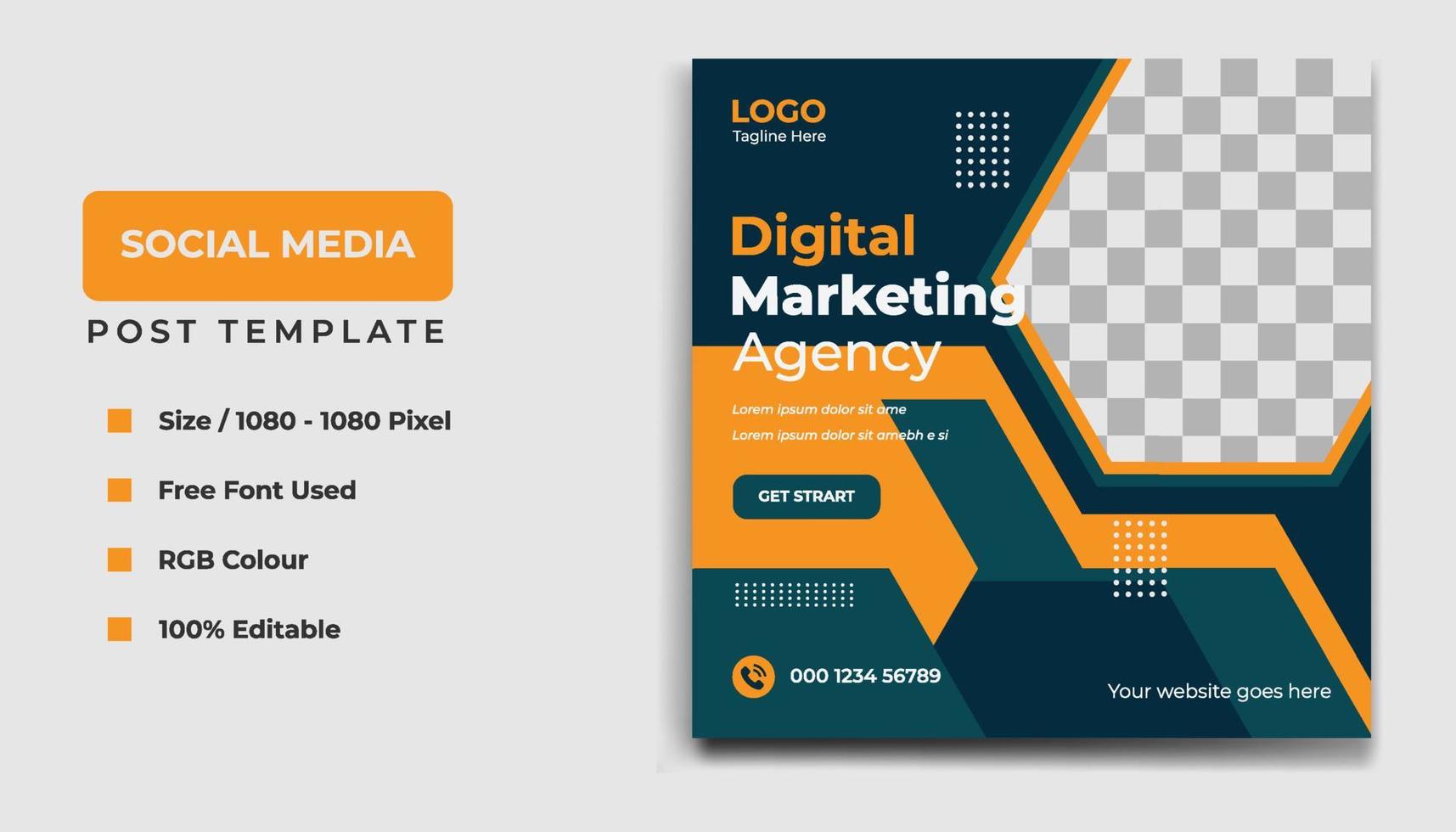 digitales Marketing-Social-Media-Web-Banner-Template-Design vektor
