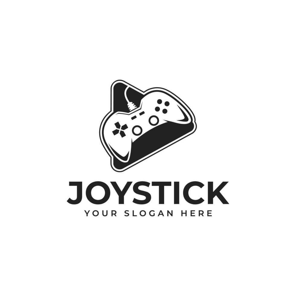 gamer logotyp vektor med joystick och spela ikon