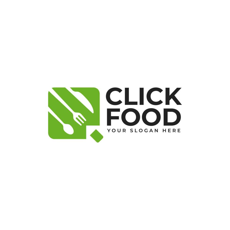 Klicken Sie auf das Food-Logo-Konzept für Restaurant, Café und Online-Lebensmittelgeschäft vektor