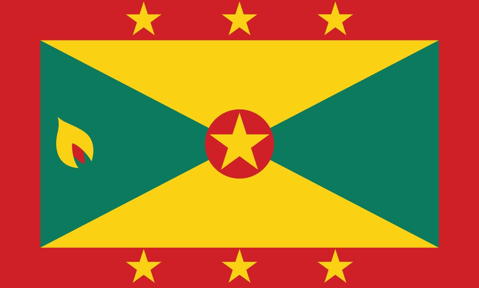 die nationalflagge von granada-vektorillustration. Flagge von Grenada mit offizieller Farbe und genauen Proportionen. Zivil- und Staatsfähnrich vektor