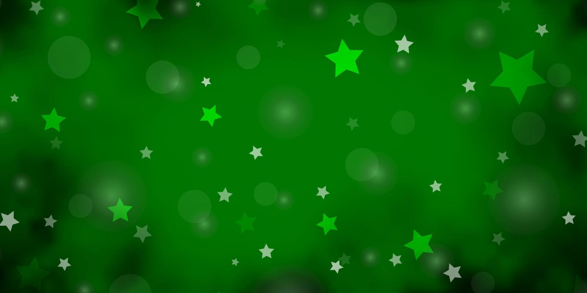 hellgrüner, gelber Vektorhintergrund mit Kreisen, Sternen. vektor