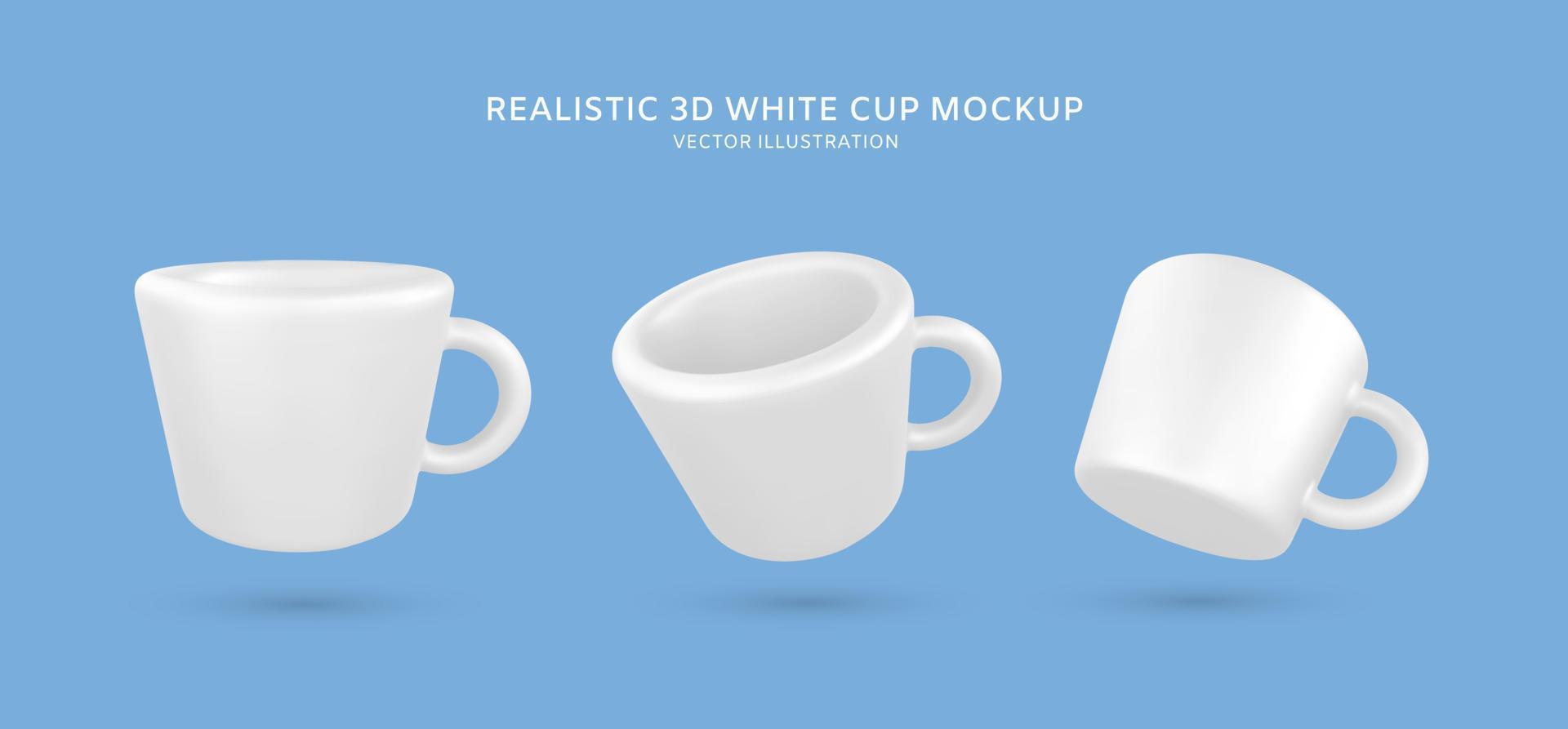 realistische 3d-weiße kaffeetasse-vektorillustration vektor