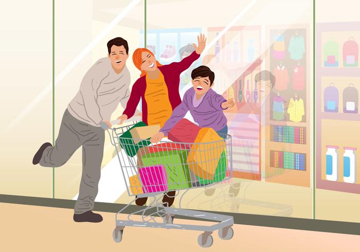 Familien Einkaufen im Supermarkt vektor