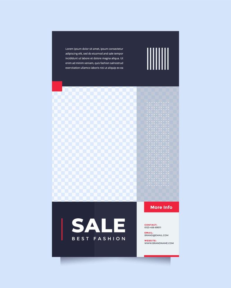 Saubere und minimalistische blau-rote Social-Media-Post- und Story-Vorlagen-Promotion-Markenmode. einfache, stilvolle und minimalistische Designs für Einladungen, Banner, Cover und Flyer vektor