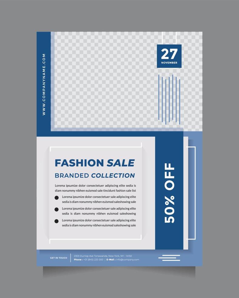 kreative idee blaue flyer-designvorlage im a4-format zur werbung ihrer marke. trendige, saubere und vielseitige Design-Werbevorlage vektor