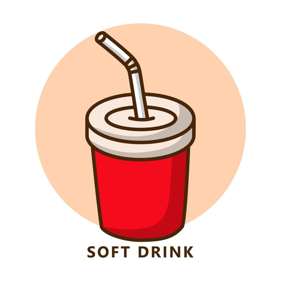 mjuk dryck illustration tecknad serie. mat och dryck logotyp. kall cola drycker ikon symbol vektor