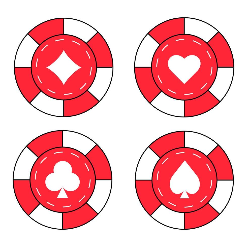 Casino-Chips für Poker oder Roulette. Elemente zum Entwerfen von Logo, Website oder Hintergrund. Vektor-Illustration. vektor