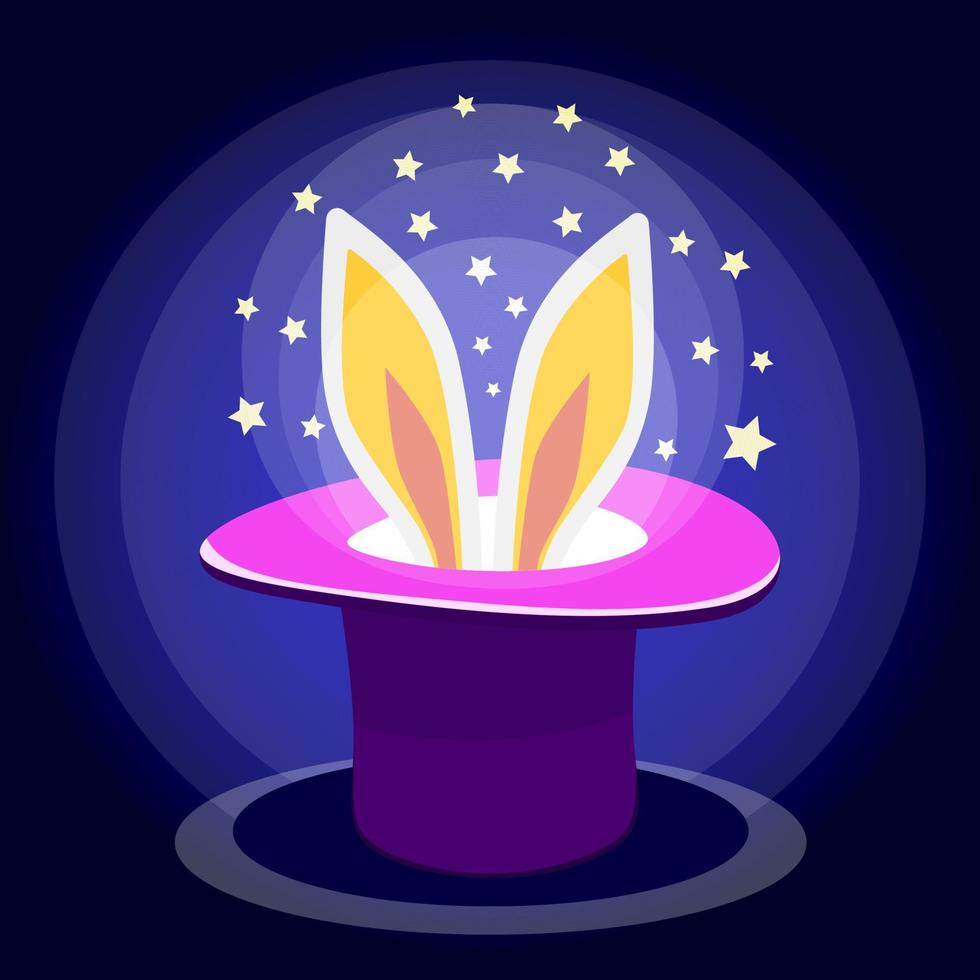 magi kanin i topp hatt med magi glöd och stjärnor. vektor grafik