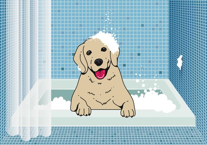 Netter Hund Waschen Hintergrund vektor