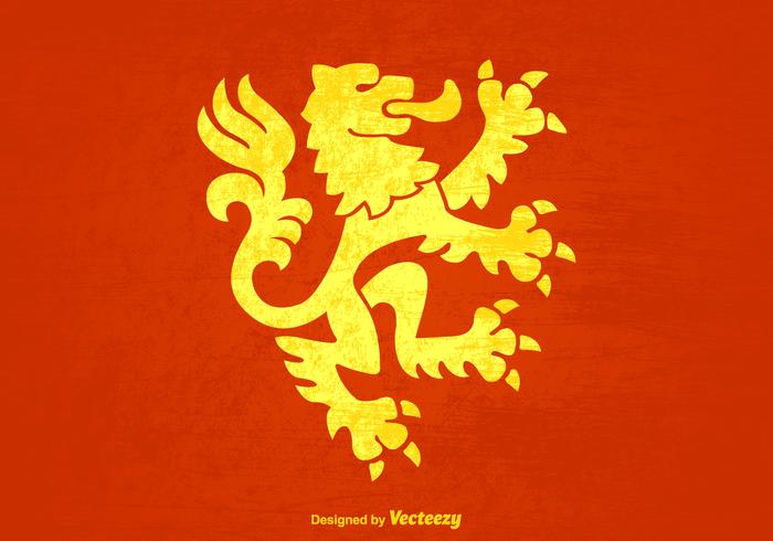 Gratis Grunge Lion Rampant Vector Bakgrund