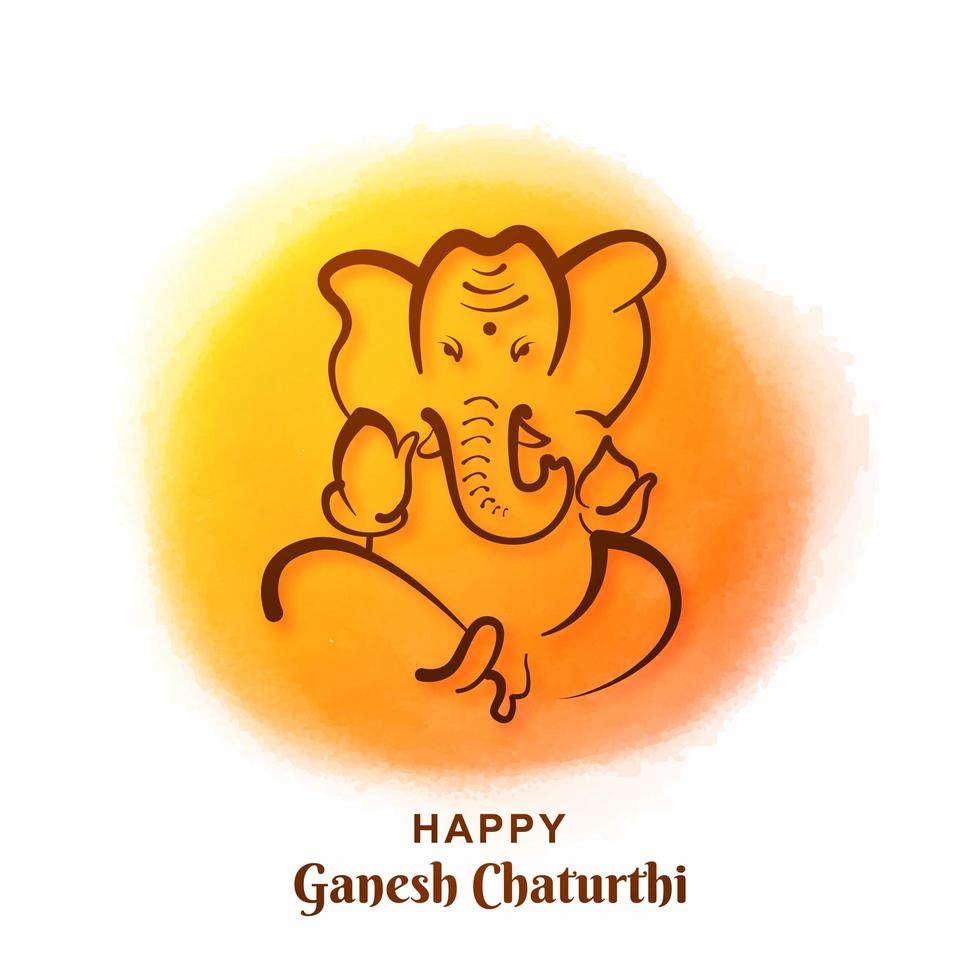 ganesh chaturthi festival kort på gul färg cirkel bakgrund vektor