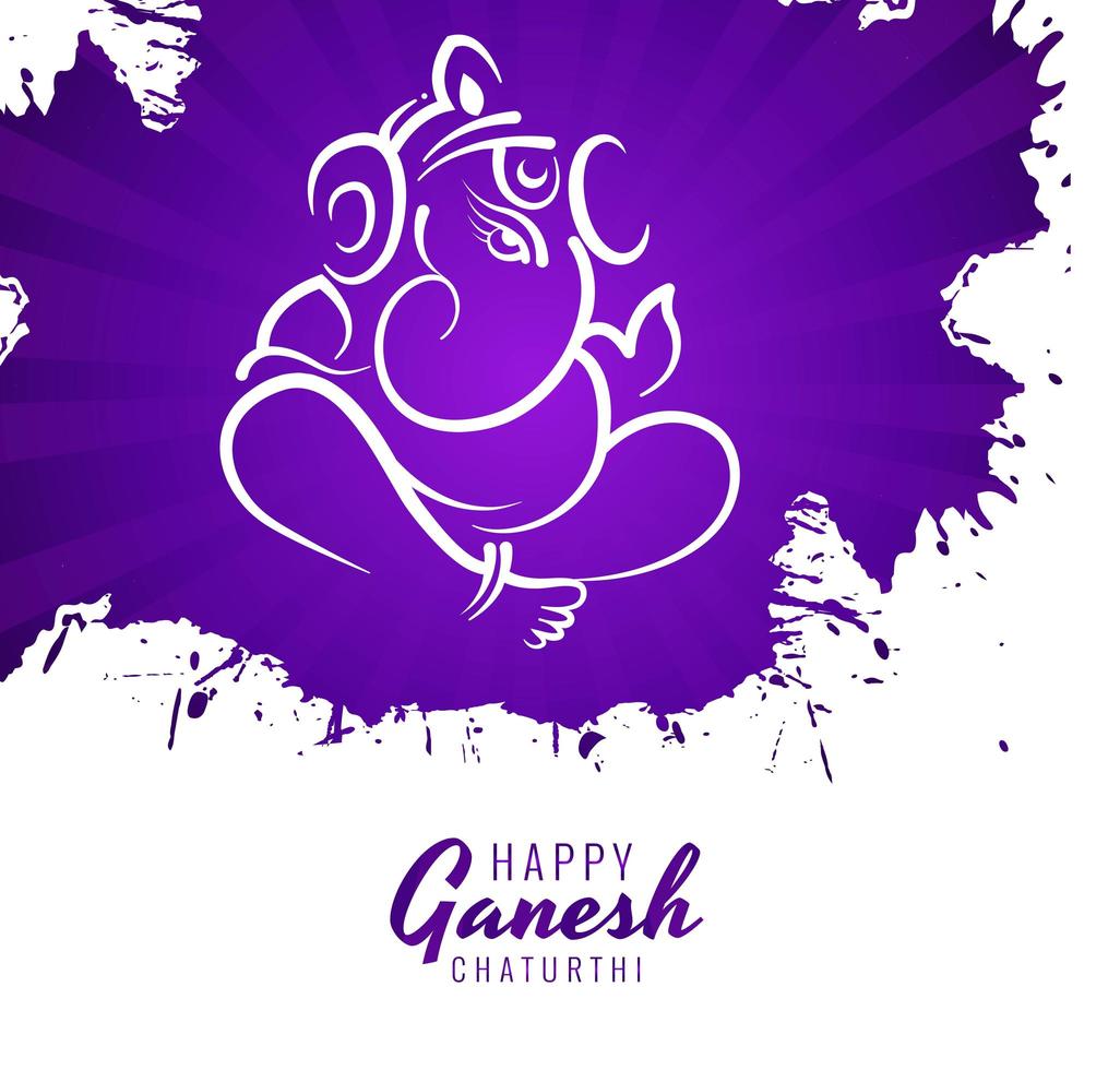 Ganesh Chaturthi Festival wünscht Karte lila Farbe Hintergrund vektor
