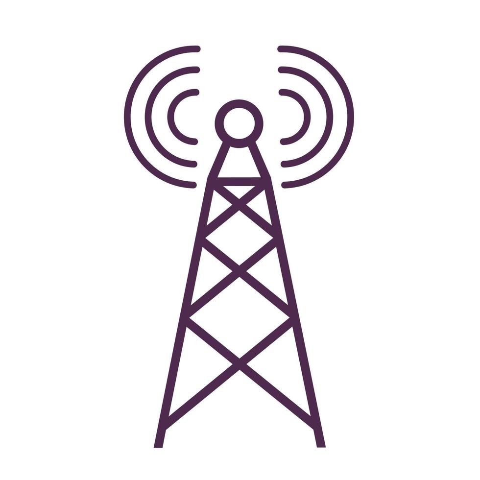 Funkturm-Symbol Antenne. Übertragung von Telekommunikationssignalen. technologisches Konzept. drahtlose verbindung.isoliert auf einem weißen hintergrund.flache illustration des vektors.antennensignal. vektor